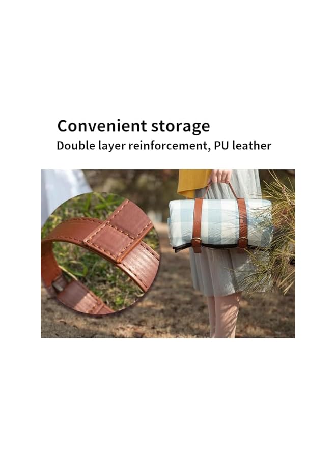 PROMASS بطانية نزهة قابلة للحمل من برومس كبيرة جدًا 200 × 200 سم، حصيرة تخييم، مقاومة للماء والرمال، بطانية خارجية قابلة للطي 3 طبقات لـ 6 إلى 8 بالغين، للتخييم، الحديقة، الشاطئ، العشب، الأماكن المغلقة (أزرق فاتح) - Image 5