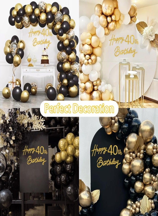 TONIFUL Happy Birthday Sign for Backdrop - Glitter Gold Felt Banner - Includes Dot Glue - Perfect for 40th Birthday Party Backdrop,Forty Years Old B-Day Decoration Wall Decr,Balloon Arch - Image 5