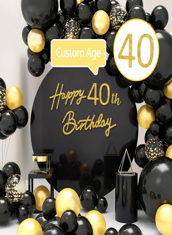 TONIFUL Happy Birthday Sign for Backdrop - Glitter Gold Felt Banner - Includes Dot Glue - Perfect for 40th Birthday Party Backdrop,Forty Years Old B-Day Decoration Wall Decr,Balloon Arch - Image 4