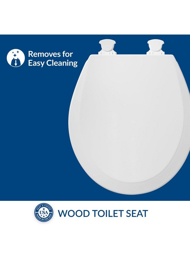 Bemis 500EC Durable Wood Toilet Seat with Easy Clean Hinges, Round, White - Image 1
