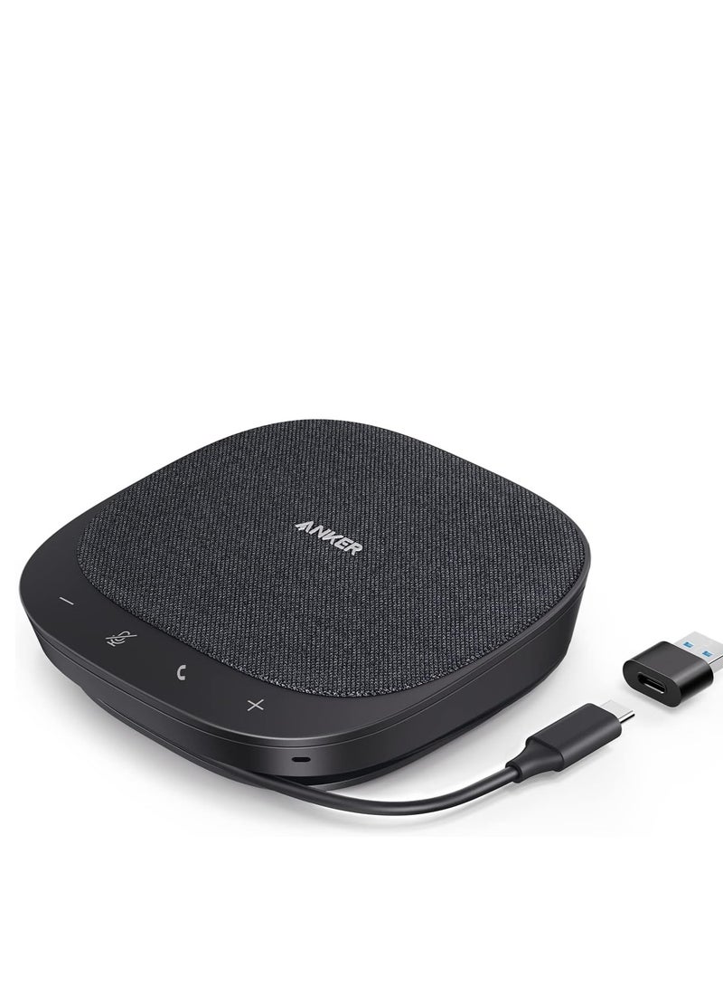 ساوند كور PowerConf S330 USB Speakerphone, Conference Microphone for Home Office, Smart Voice Enhancement, Plug and Play, 360° Voice Coverage via 4 Microphones, and Powerful Sound  - Image 1