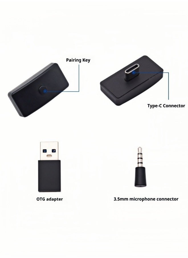 Bluetooth Adapter for Nintendo Switch/Lite, BT 5.0 Wireless Audio Transmitter with Low Latency USB C to A Converter for Bluetooth Headphone Speakers on PS4 PS5 PC Laptop Airpods