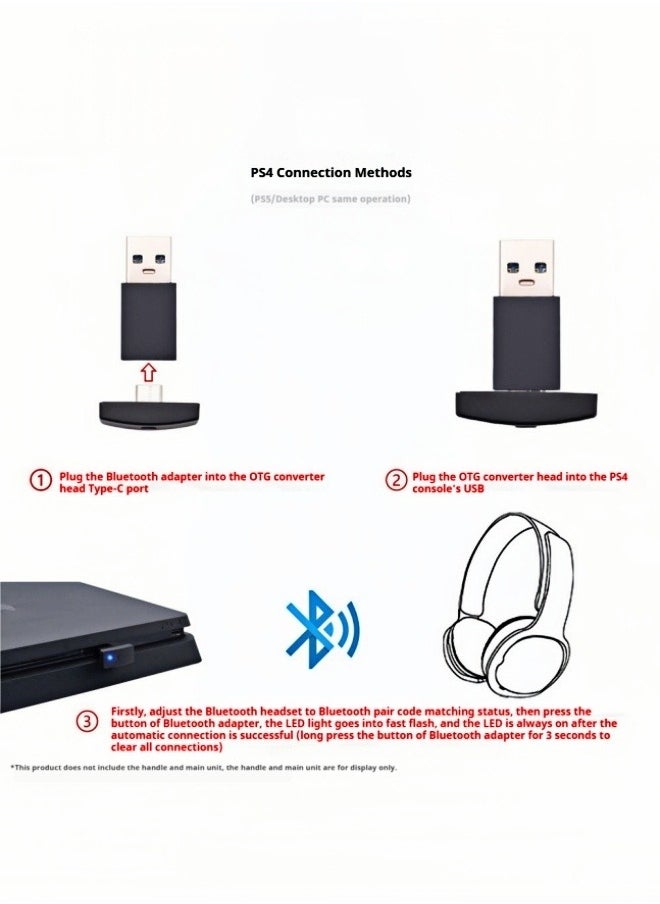 Bluetooth Adapter for Nintendo Switch/Lite, BT 5.0 Wireless Audio Transmitter with Low Latency USB C to A Converter for Bluetooth Headphone Speakers on PS4 PS5 PC Laptop Airpods