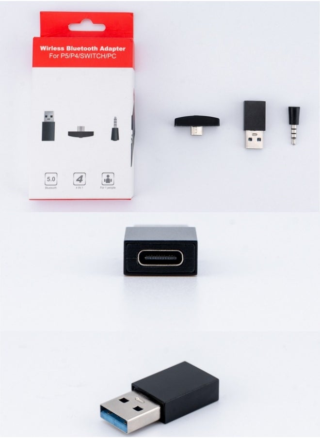 Bluetooth Adapter for Nintendo Switch/Lite, BT 5.0 Wireless Audio Transmitter with Low Latency USB C to A Converter for Bluetooth Headphone Speakers on PS4 PS5 PC Laptop Airpods