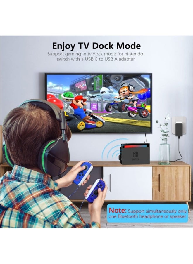Bluetooth Adapter for Nintendo Switch/Lite, BT 5.0 Wireless Audio Transmitter with Low Latency USB C to A Converter for Bluetooth Headphone Speakers on PS4 PS5 PC Laptop Airpods