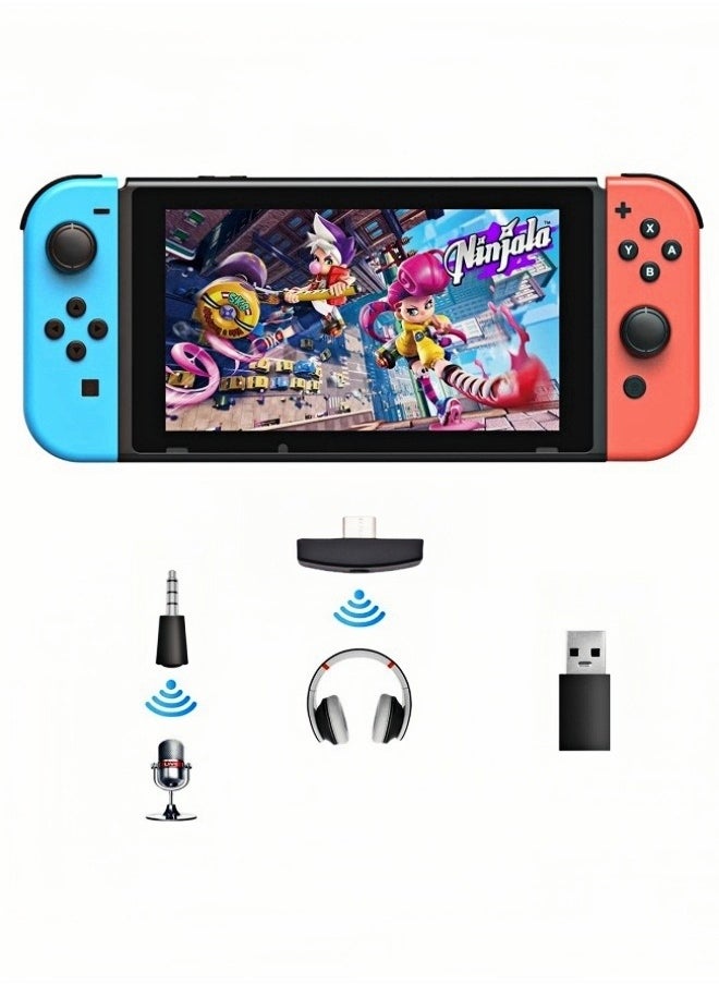 Bluetooth Adapter for Nintendo Switch/Lite, BT 5.0 Wireless Audio Transmitter with Low Latency USB C to A Converter for Bluetooth Headphone Speakers on PS4 PS5 PC Laptop Airpods
