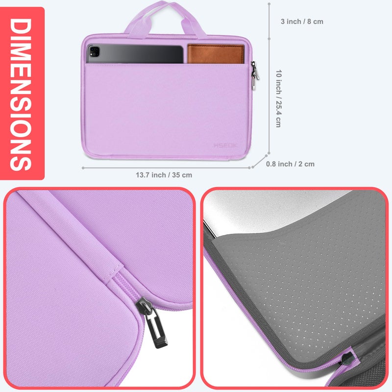 Hseok Laptop Case 13.3-14 inch Briefcase Handbag, Water-Resistant and Shockproof Computer Sleeve Compatible with MacBook Pro 14", Mac Air/Pro 13.3" and 13"-14" Notebooks Chromebooks,Purple - Image 2