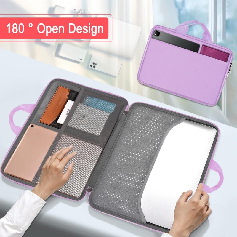 Hseok Laptop Case 13.3-14 inch Briefcase Handbag, Water-Resistant and Shockproof Computer Sleeve Compatible with MacBook Pro 14", Mac Air/Pro 13.3" and 13"-14" Notebooks Chromebooks,Purple - Image 4