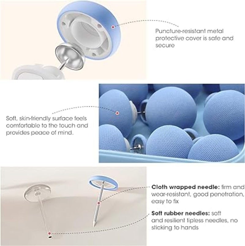 KITQO Quilt Fixing Clips4 Pcs Duvet Cover ClipsMushroom Round Fixing Clips with ButtonsBedroom Duvet Fixing Holder Quilt Cover Pins with Box Blue Pack of 8 - Image 4