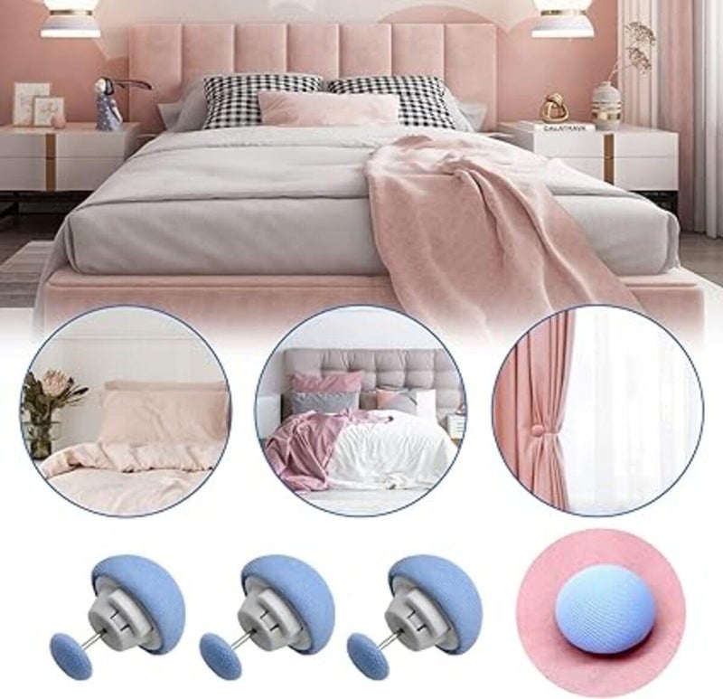 KITQO Quilt Fixing Clips4 Pcs Duvet Cover ClipsMushroom Round Fixing Clips with ButtonsBedroom Duvet Fixing Holder Quilt Cover Pins with Box Blue Pack of 8 - Image 2