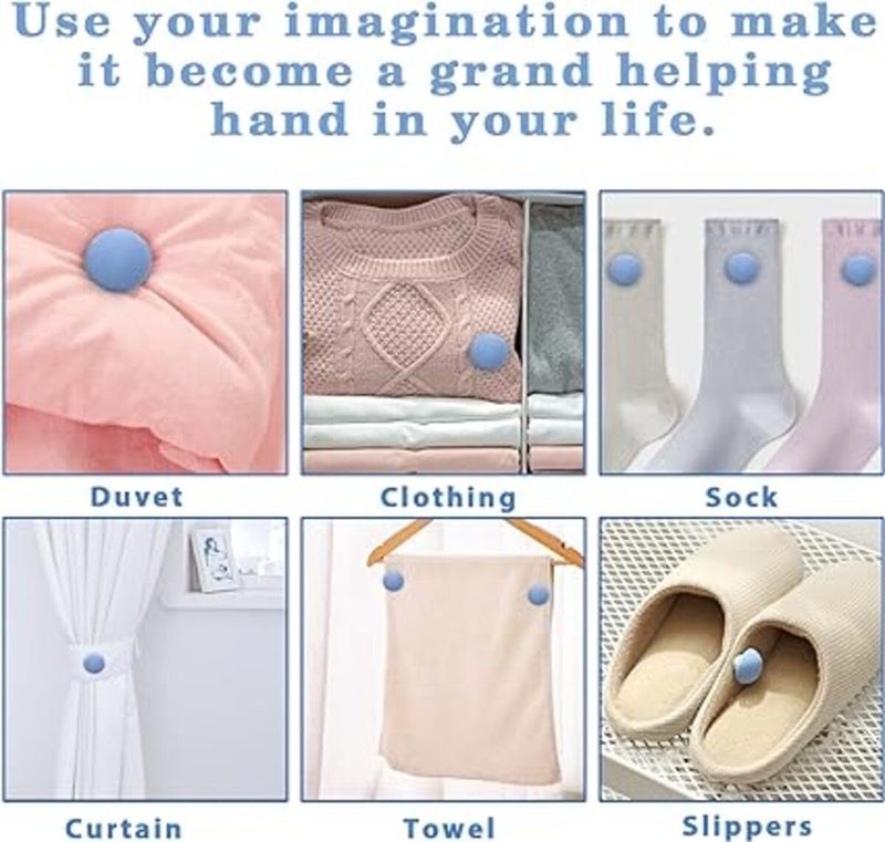 KITQO Quilt Fixing Clips4 Pcs Duvet Cover ClipsMushroom Round Fixing Clips with ButtonsBedroom Duvet Fixing Holder Quilt Cover Pins with Box Blue Pack of 8 - Image 5