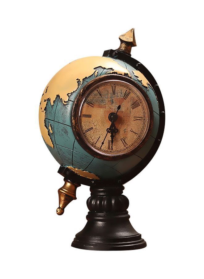 NIBEMINENT Retro Globe Clock Ornament Brown/Blue/Beige 12x24cm - Image 1