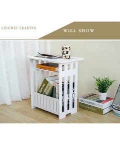 LINGWEI Side Table Night Stand Bedside Desk Sofa Side Snack Table Simple Creative Storage Organizer Lamp Mobile Holder Small Table For Home Living room Bedroom Bathroom Patio  - Image 1