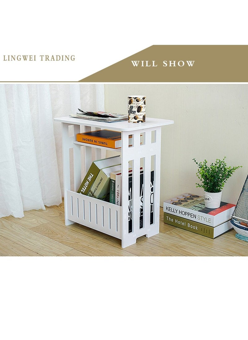 LINGWEI Side Table Night Stand Bedside Desk Sofa Side Snack Table Simple Creative Storage Organizer Lamp Mobile Holder Small Table For Home Living room Bedroom Bathroom Patio  - Image 1
