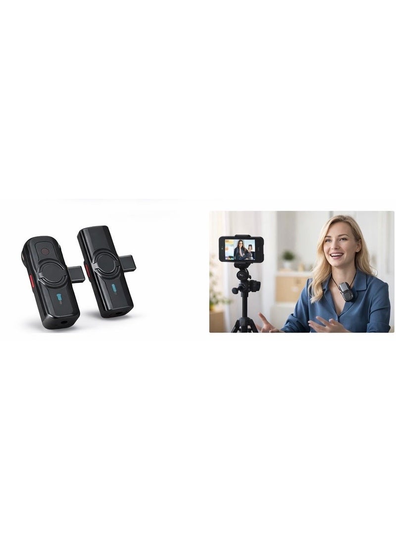 ELTRAZONE Q81 Wireless Microphone for iPhone & Android – Dual Clip-On Lavalier Mic with Charging Case, Noise Reduction, Type-C Receiver, 100m Range, for YouTube, TikTok & Interviews - Image 3