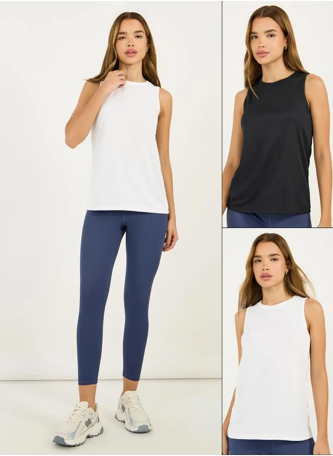 ستايلي Pack of 2 - Textured Round Neck Tank