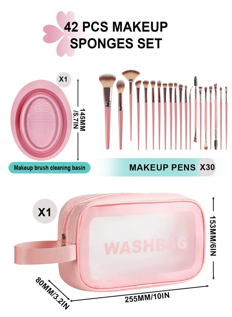 هومار كيت مجموعة فرش المكياج، مجموعة أدوات مكياج مكونة من 42 قطعة، كريم أساس صناعي فاخر، بودرة إخفاء العيوب، ظلال العيون، أحمر الخدود، مجموعة فرش مكياج مع إسفنجة مكياج، منفاخات بودرة للمبتدئين والمحترفين - Image 3