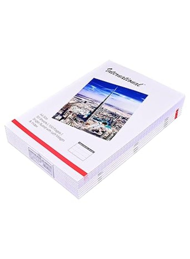INTERNATIONAL A4 NOTEBOOK 50 SHEETS (100 PAGES) SINGLE RULED WITH INDEX - PACK OF 10