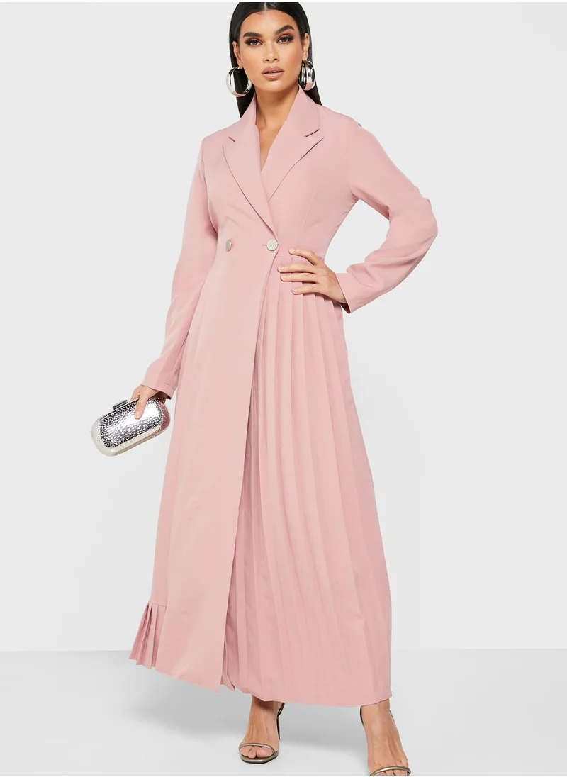 Khizana Longline Blazer Dress With Pleats