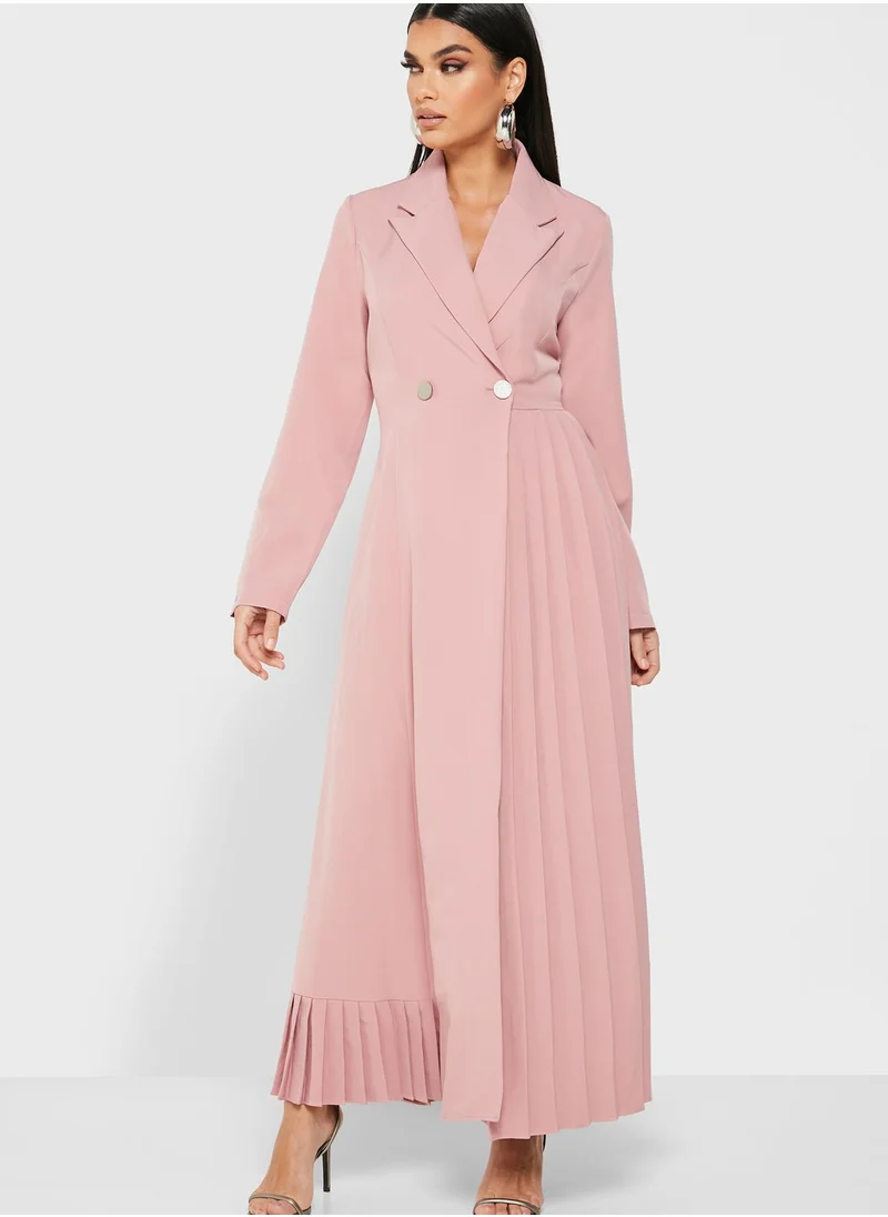 Khizana Longline Blazer Dress With Pleats