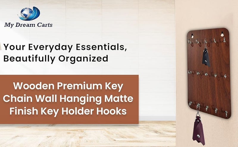 My Dream Carts Wooden Premium Key Chain Wall Hanging Matte Finish Key Holder - 15 Hooks Decor Key Chain Wall Hanging Key Holder for Home, Kitchen, Office, PG, School, College, Hostel, Hotel Décor - Image 5
