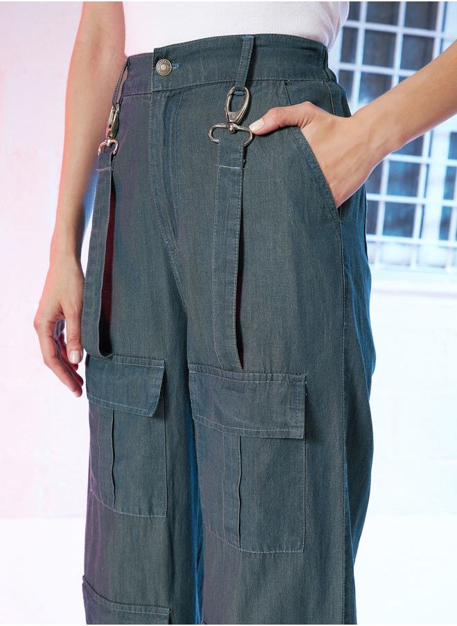 SASSAFRAS - Tencel Cargo Pants with Hook Detail by Styli - Image 1