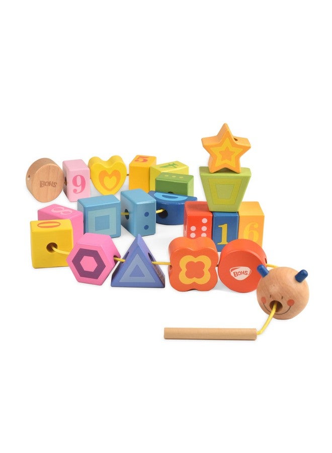BOHS BOHS Caterpillar Lacing Blocks - Threading & Stacking - Toddler Learn Counting, Numbers and Shapes- Baby Kids Fine Motor Skills Toys  - Image 1
