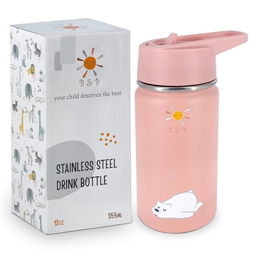 B.B B&B Kids Stainless Steel Water Bottle with Straw Kids Insulated Water for School, Trip & Travel,Water Bottles for Boys Girls Reusable Double Wall Vacuum Leak Proof BPA Free - Image 1