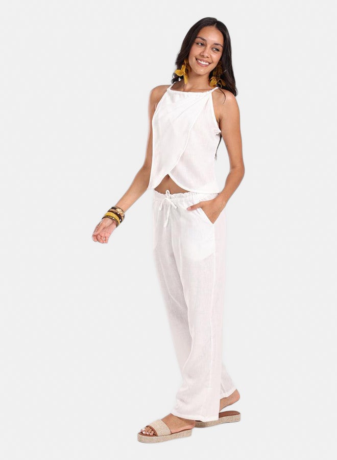 Carina Women’s Coastal Breeze Tencel Beach Set – Off White - Image 2