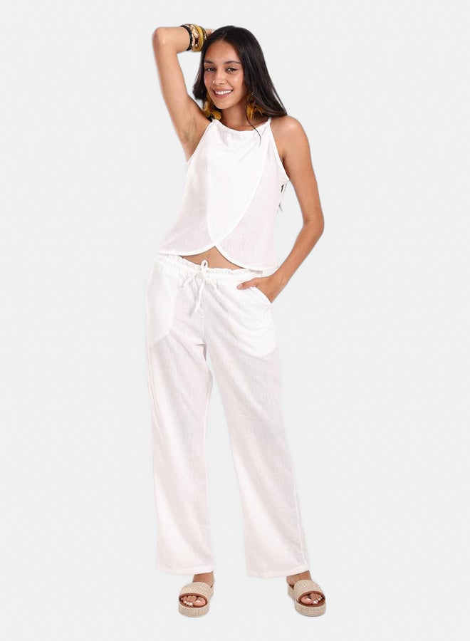 Carina Women’s Coastal Breeze Tencel Beach Set – Off White - Image 1