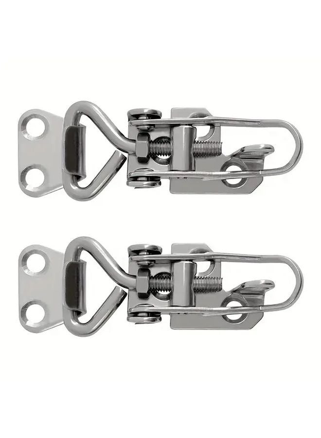 2pcs Stainless Steel Toggle Latch Lock Hasp Fast Lock Telescopic Buckles - Image 1
