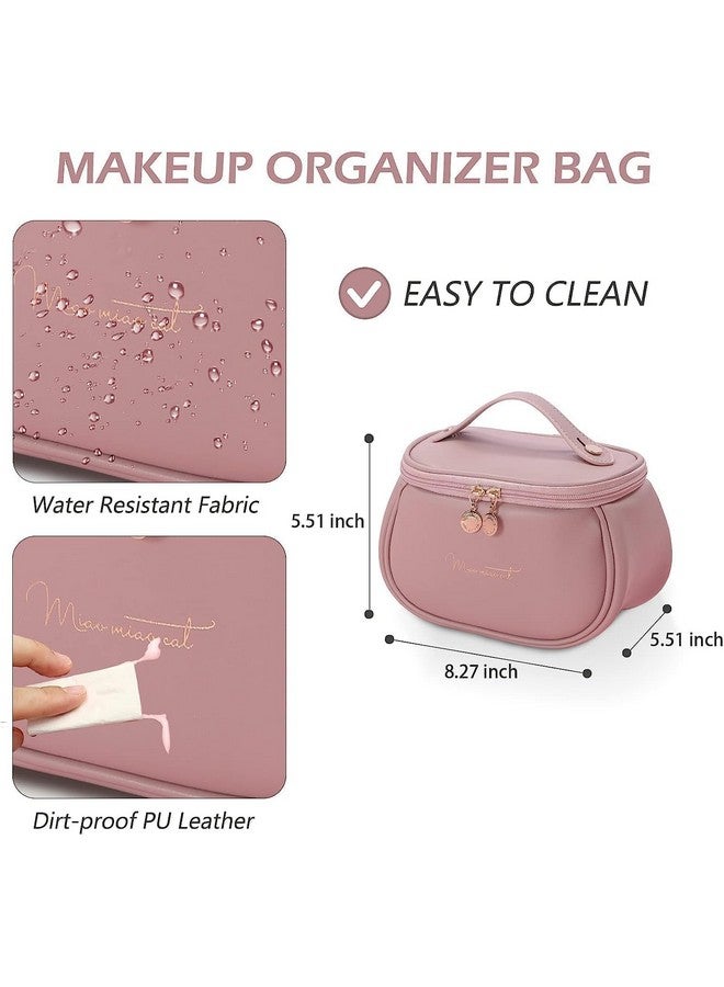 DEBIRE Makeup Bag Travel Cosmetic Bag, PU Leather Cosmetic Organizer Bag with Divider/Women's Hand-Portable Girl Cosmetic - Image 3