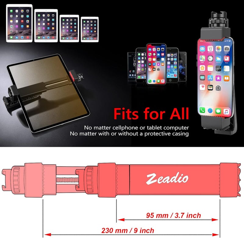 زيديو محول حامل ثلاثي القوائم لهاتف/جهاز لوحي - مشبك تثبيت للهواتف الذكية لأجهزة iPhone وAndroid وiPad وMicrosoft Surface وNexus والمزيد - Image 4