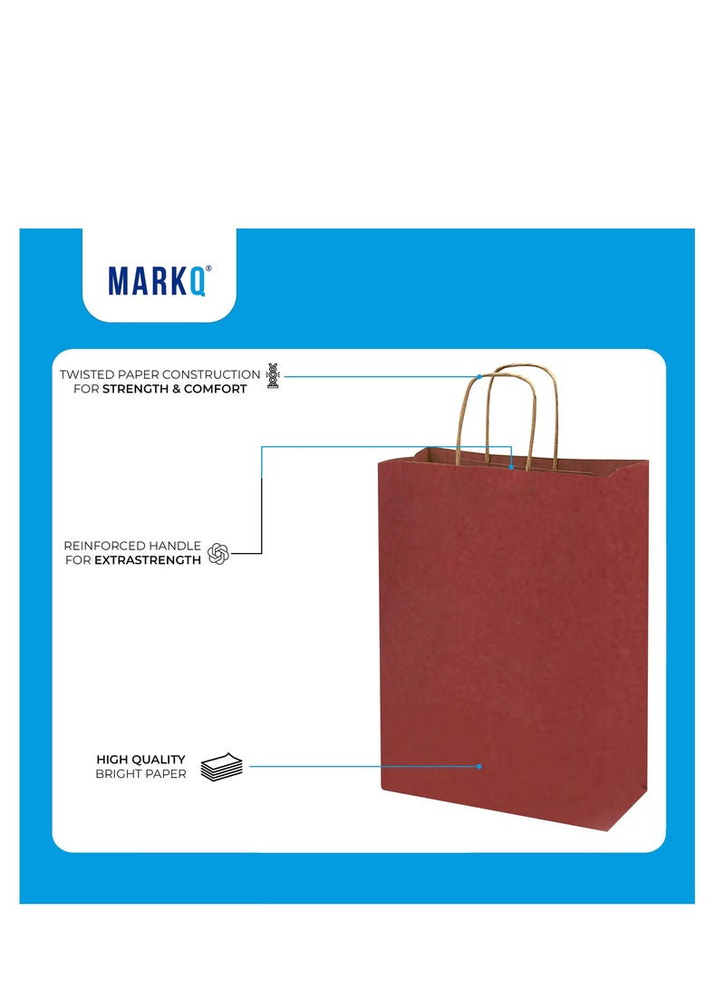 MARKQ Maroon Paper bags with handles 27 x 22 x 11 cm Large Kraft Gift bags for Birthday Party Favors Weddings Retail, Baby Shower (12 Bags) - Image 3