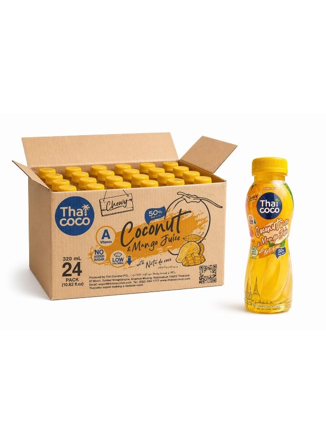 Thai Coco Coconut Water and Pineapple Juice with Nata de Coco 320ml Pack of 24 - Image 1