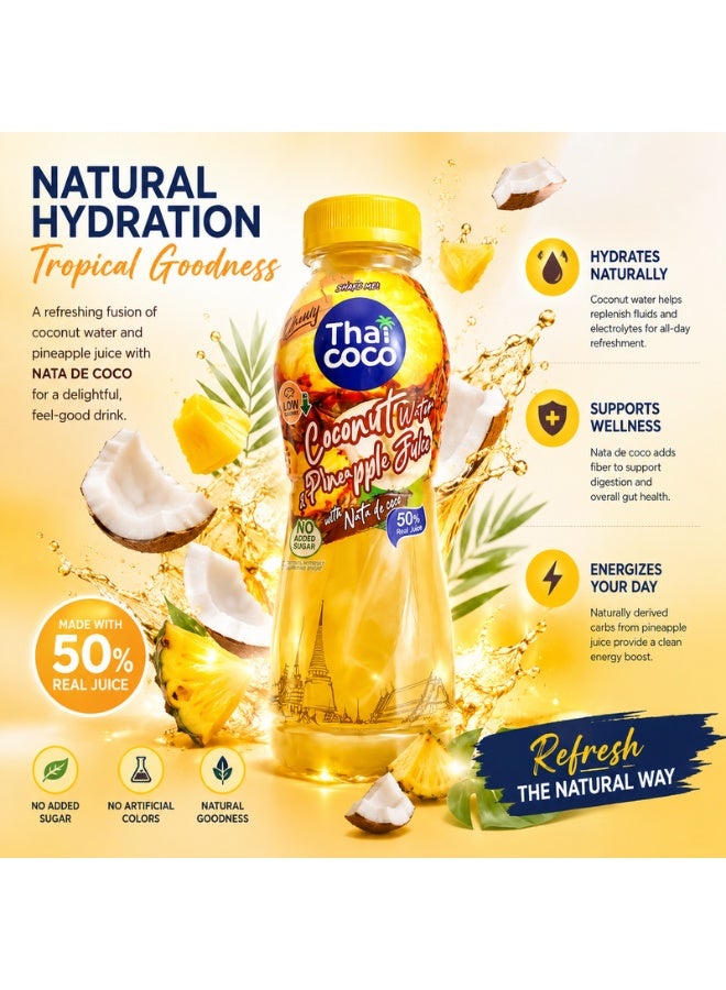 Thai Coco Coconut Water and Pineapple Juice with Nata de Coco 320ml Pack of 24 - Image 4
