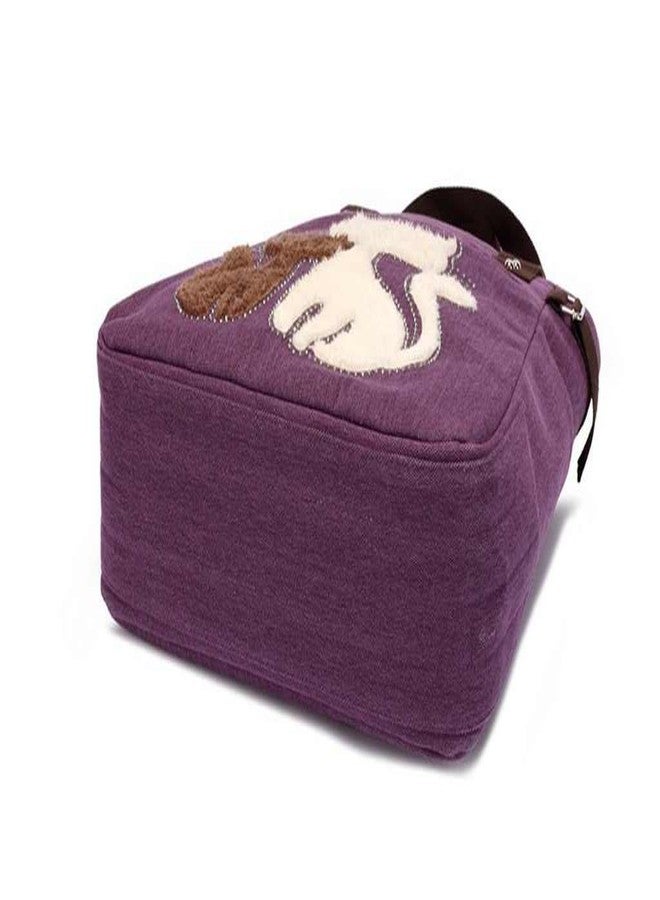 Valentoria Canvas Tote Handbag for Women Cute Cat Embroidery Shoulder Purse Large Zipper Travel Work Shopping Grocery Bags - Image 5