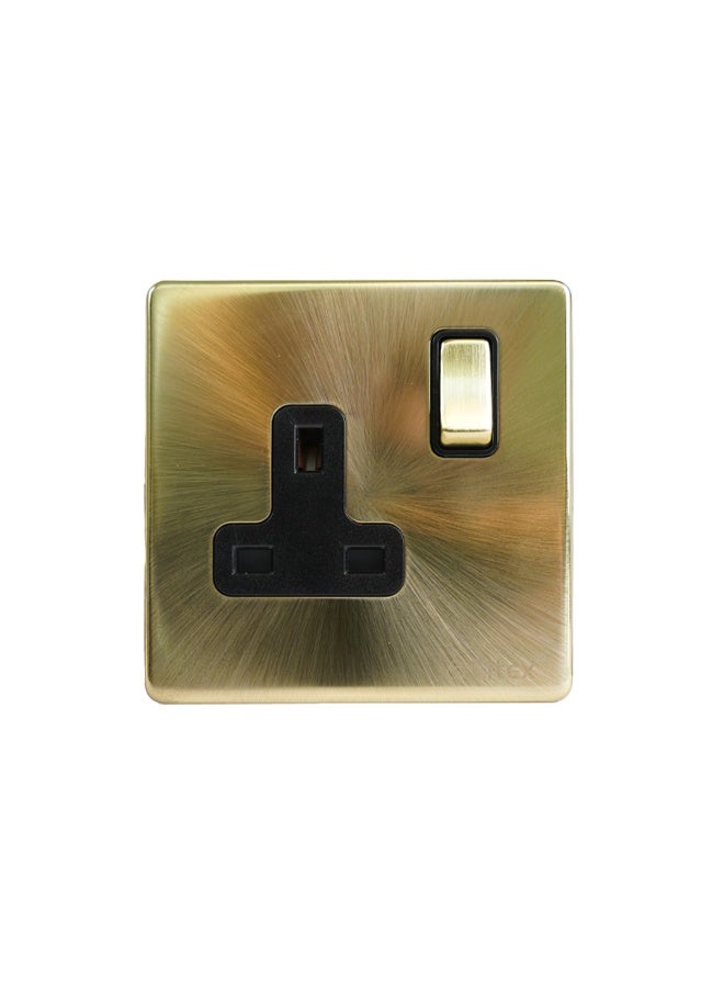 LITEX 13A 1 GANG SWITCHED SOCKET DOUBLE POLE 250V 13A GOLD - Image 1