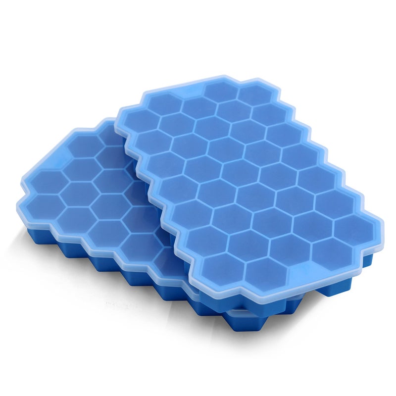 Ice Cube Trays for Freezer with Lid37 Grid Silicone Ice Cube Tray with Lid for Small Ice Cube MoldsEasyRelease Reusable Ice Cube in Ice Bucket for Iced Coffee Cup