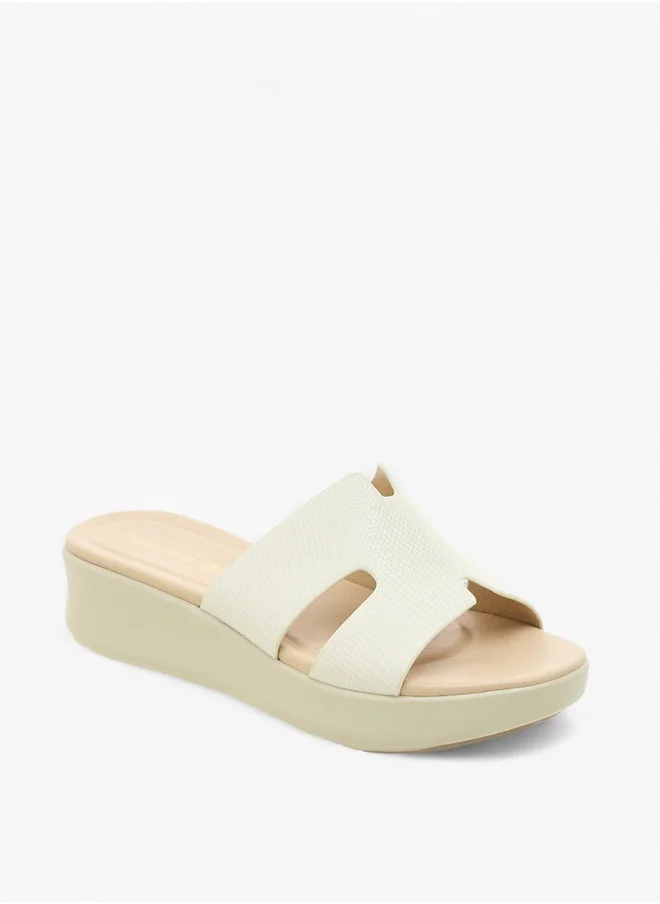 Paprika Textured Slip-On Sandals with Wedge Heels