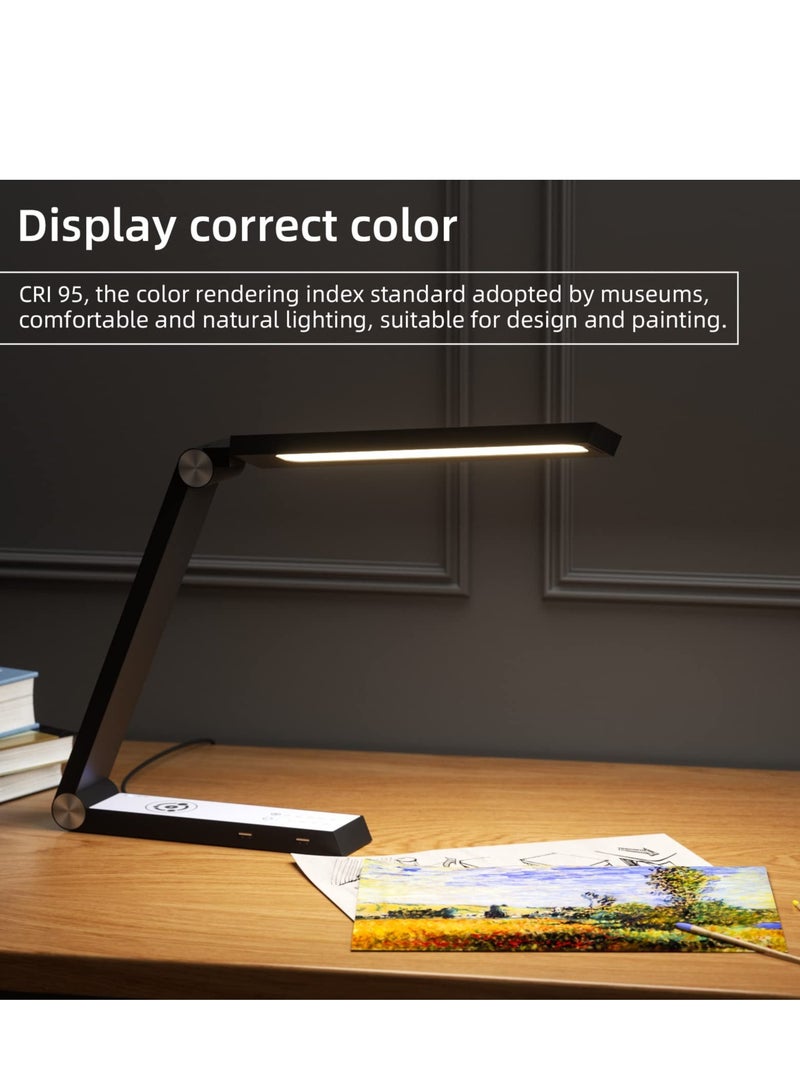 Excefore مصباح طاولة لاسلكي LED متعدد الوظائف، ضوء ليلي قابل للطي مع شاحن لاسلكي سريع 10 واط، مصباح طاولة يحافظ على العين مع تحكم باللمس، مناسب لغرفة المعيشة ومكتب ديكور منزلي إبداعي - Image 3