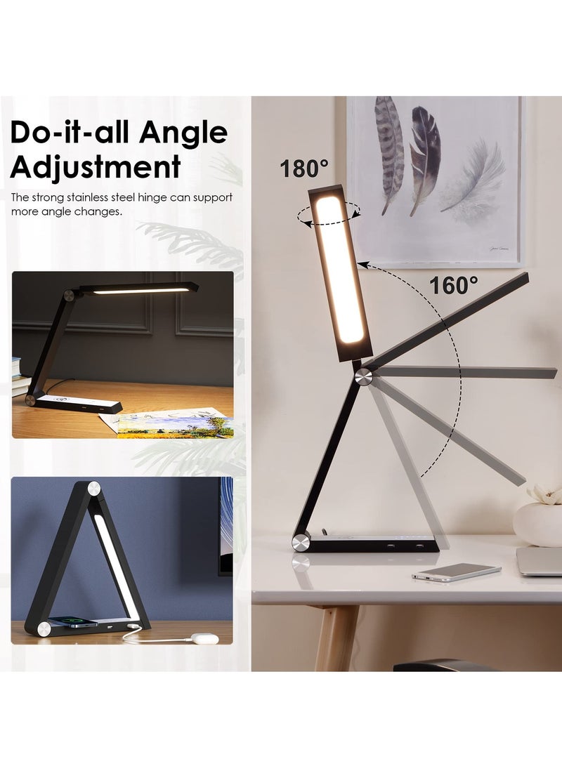 Excefore مصباح طاولة لاسلكي LED متعدد الوظائف، ضوء ليلي قابل للطي مع شاحن لاسلكي سريع 10 واط، مصباح طاولة يحافظ على العين مع تحكم باللمس، مناسب لغرفة المعيشة ومكتب ديكور منزلي إبداعي - Image 5