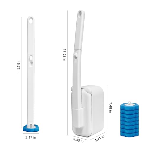 clowand Disposable Toilet Brush with 48 RefillsToilet Cleaning SuppliesToilet Wand Brush Starter KitWall Mounted Toilet Bowl Cleaner Brush with Holder for Bathroom Deep Cleaning Hygiene White - Image 3