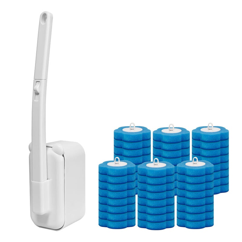 clowand Disposable Toilet Brush with 48 RefillsToilet Cleaning SuppliesToilet Wand Brush Starter KitWall Mounted Toilet Bowl Cleaner Brush with Holder for Bathroom Deep Cleaning Hygiene White - Image 2