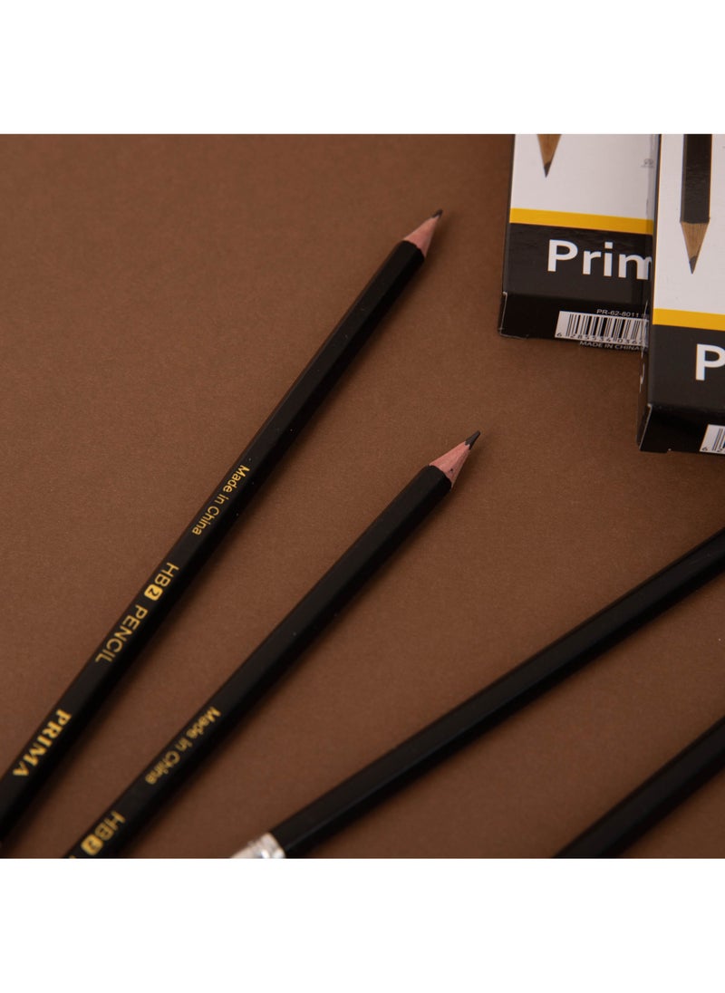 بريما أقلام رصاص HB2 عبوة 12 قلم مع ممحاة | 144 قطعة | جرافيت أسود سلس ونواة 2.0 مم مقاومة للكسر، خشب ليندن، شكل سداسي لراحة الإمساك، مثالية للمدرسة والفن والمكتب - Image 3