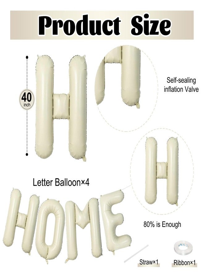 Netnology 40 Inch Beige HOME Balloon Banner for House Warming Decoration Party, Large Cream White Foil Letter Balloons Sign for Housewarming, New Home Party, Homecoming Decor and Welcome Home Decorations - Image 3
