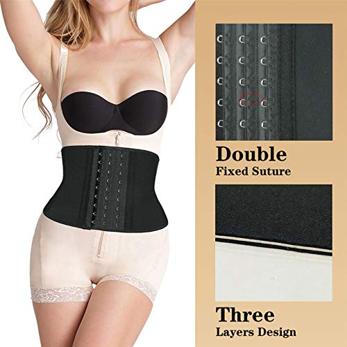 Atbuty Super Short Torso Waist Trainers Cincher Corset Tummy Shaper Slimming Latex Trimmer Girdle (Black (7'' Short Torso, 9 Steel Bones), XS) - Image 4