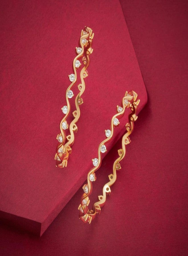 KUSHAL'S Fashion Jewellery White Gold Polished Copper Zircon Bangles, Best for Festive & Special Occasion - 452399 - Image 2