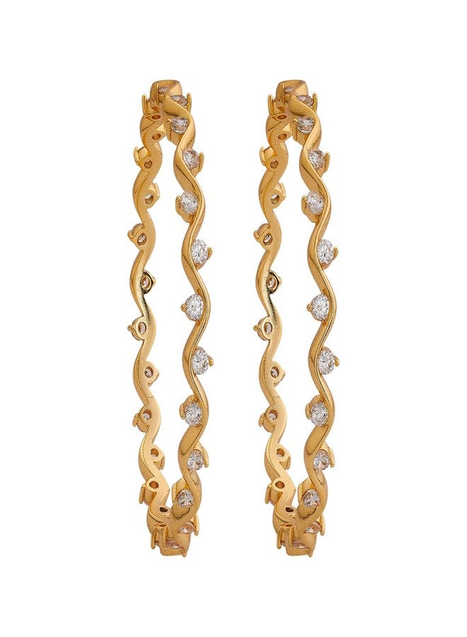 KUSHAL'S Fashion Jewellery White Gold Polished Copper Zircon Bangles, Best for Festive & Special Occasion - 452399 - Image 1