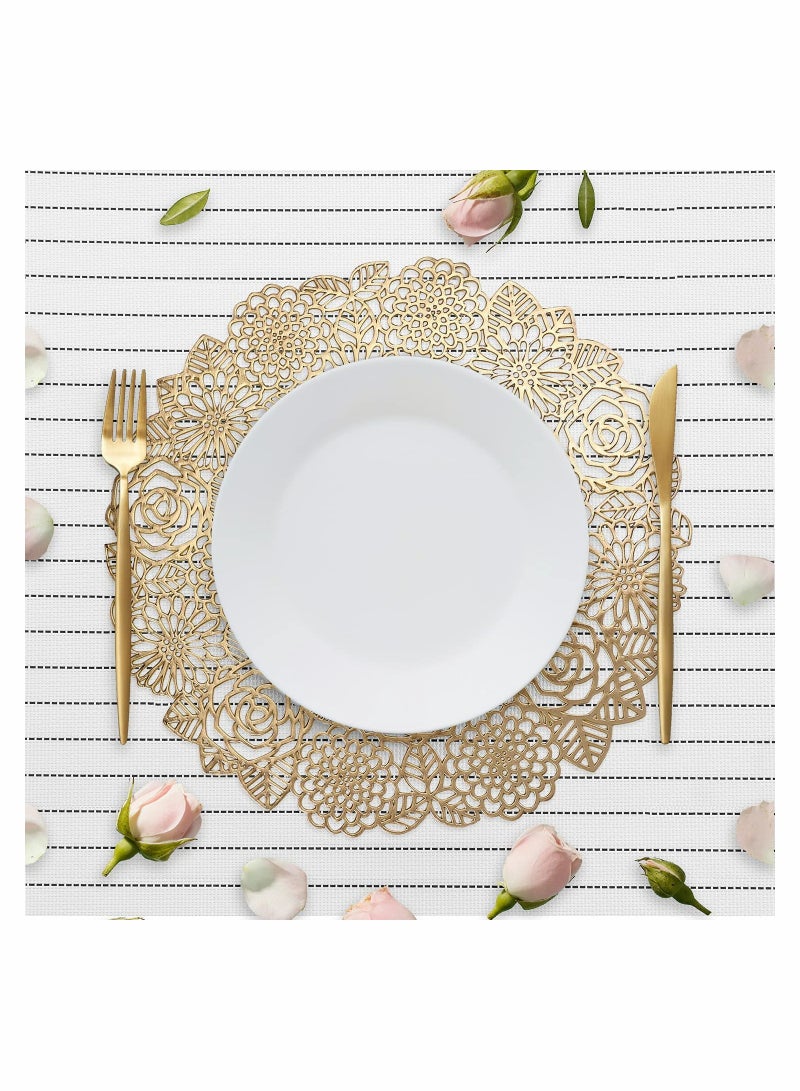 SYOSI Round Gold Placemats Set of 6 Elegant Fancy Charger for Dining Table Holiday Wedding Decorative Placemats Charger Table Setting Place Mats Kitchen Table Mats Round Vinyl Placemats for Table  - Image 4